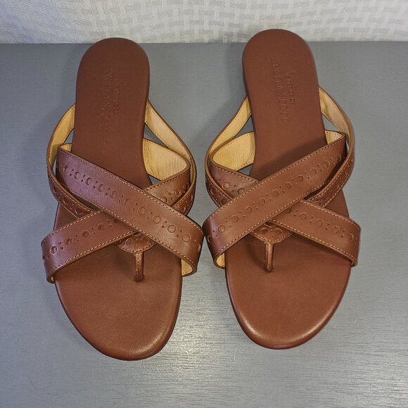 The Office Of Angela Scott Brown Leather Womens Sandals With Dust Bag Size 40 - Picture 6 of 11